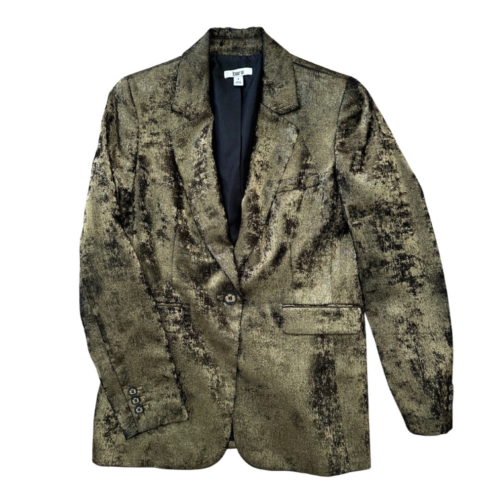 Bar III Women’s Gold Blazer | Metallic Suit Jacket | Size 6